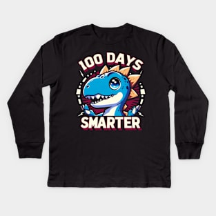 100 Days Smarter - Dinosaur Kids Long Sleeve T-Shirt